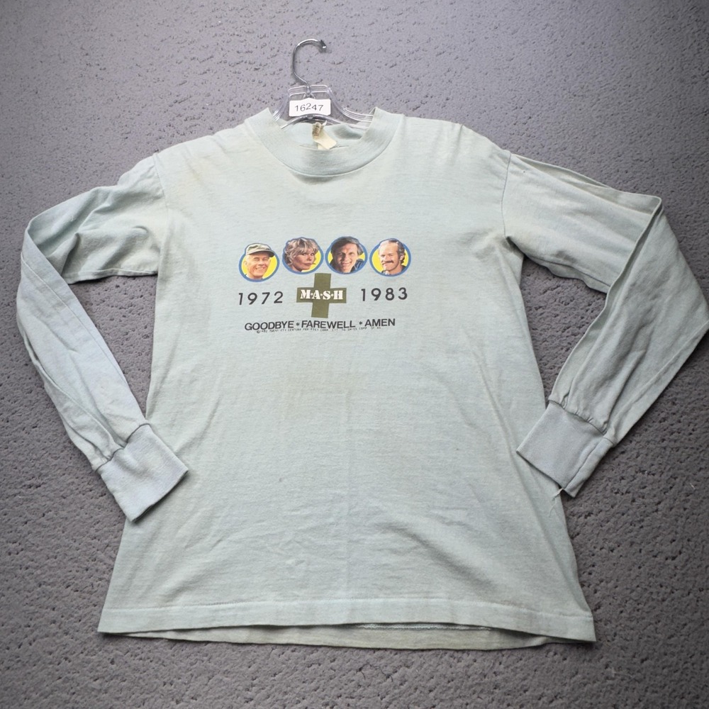 Vintage MASH Goodbye Farewell Amen Shirt Womens Small Green Artex 80s TV Show